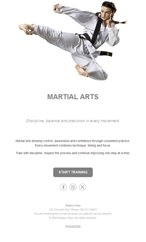 White karate dojo email template