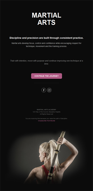 Martial arts email with katana