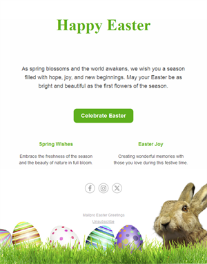 Simple green Happy Easter email