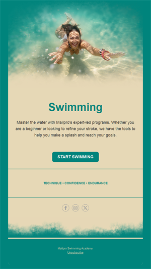 Swimming academy email template