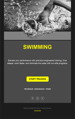 Competitive swimming training email