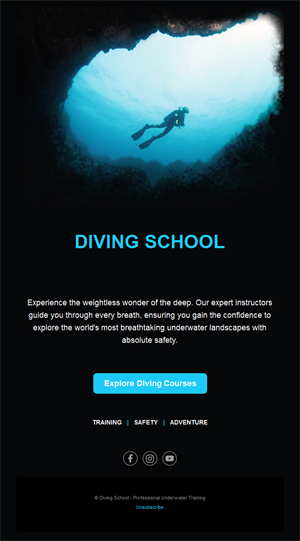 Scuba diving school email template
