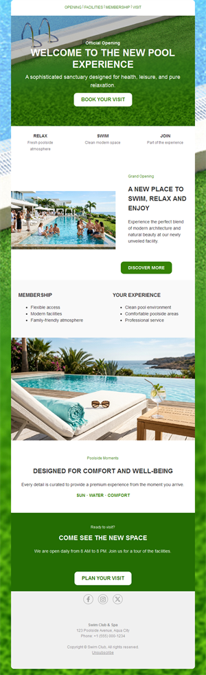 New pool opening newsletter template