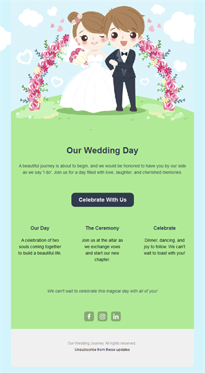 Cartoon couple wedding announcement