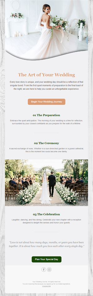 Wedding day timeline newsletter