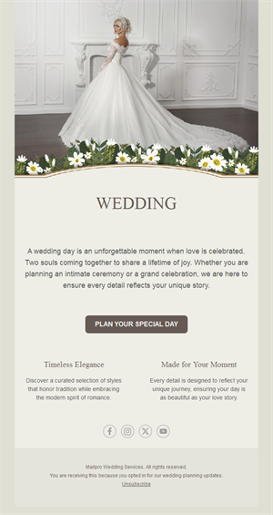 Wedding planner email template