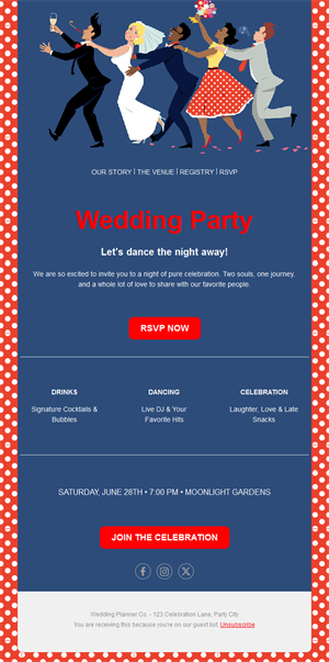 Wedding party invitation with RSVP