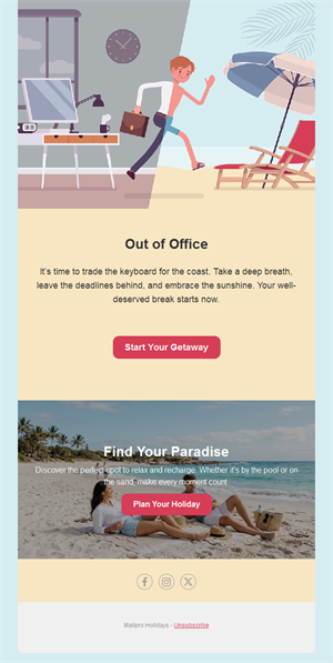 Out of office summer holiday email