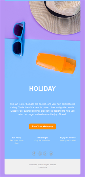 Summer vacation email with sunglasses