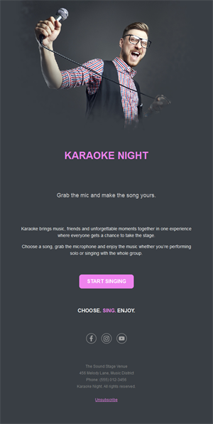 Karaoke night email template